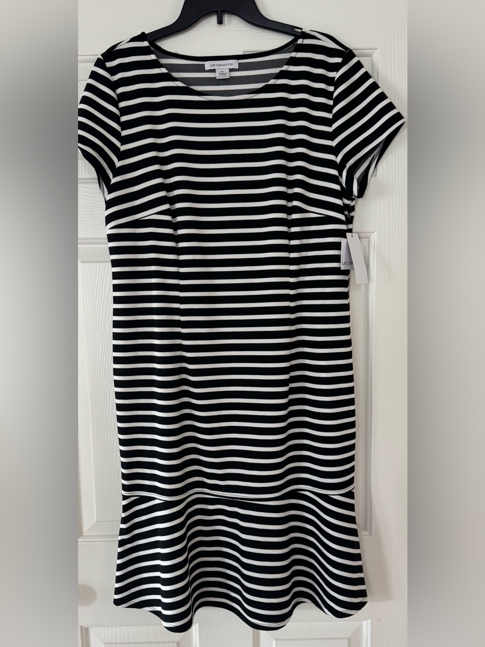 Liz Claiborne Black & White Striped Dress XL NEW